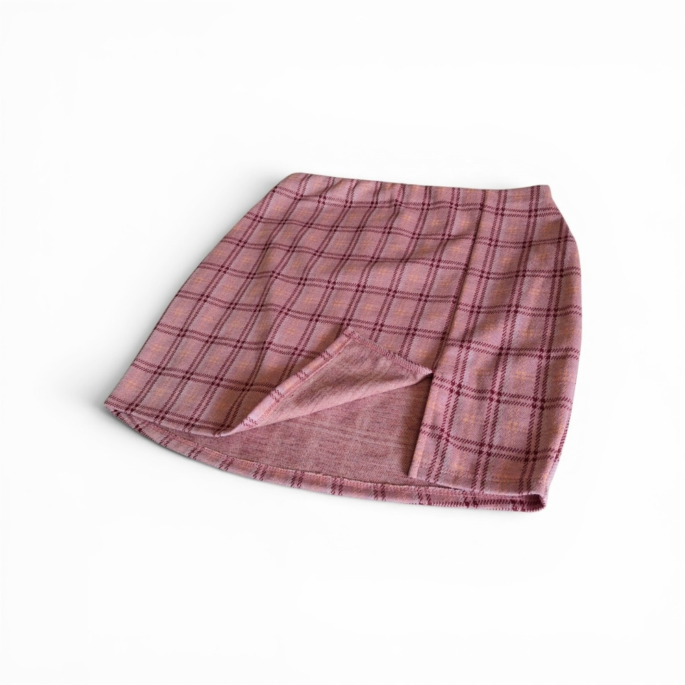 Pink Plaid Mini Skirt with Subtle A-Line Silhouette